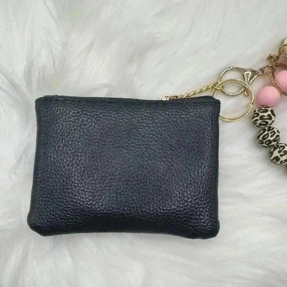 Carmella Black Wristlet Wallet with Mom Keychain tassel